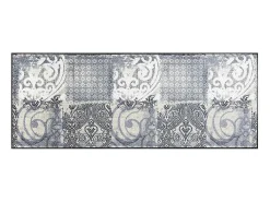 Sale Felpudo 50x75 tejido retro-vintage ARABESQUE estampado azul y Gris