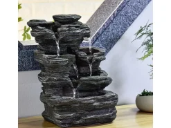 Zen Light Estatua^Fuente de interior Pietra con iluminación LED Marru00f3n