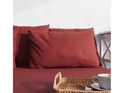 Best Soleil d'ocre Funda de almohada lisa 50x70 cm ZZZ Rojo