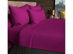 Best Soleil d'ocre Funda de almohada rectangular US 50x75 cm en algodón liso 57 hilos grosella negra Violeta