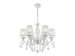 Discount Maytoni Grace Araña Blanca con Oro y Cristal, con Pantallas, 6 Luces, E14 Blanco