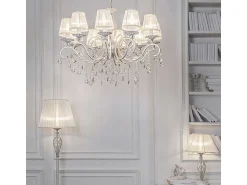 Discount Maytoni Grace Lámpara de Mesa Blanca con Oro y Cristal, 1 Luz, E14 Blanco