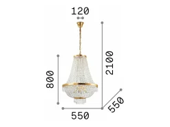Best Ideal Lux Gran lámpara de araña decorativa cromada, G9 Gris
