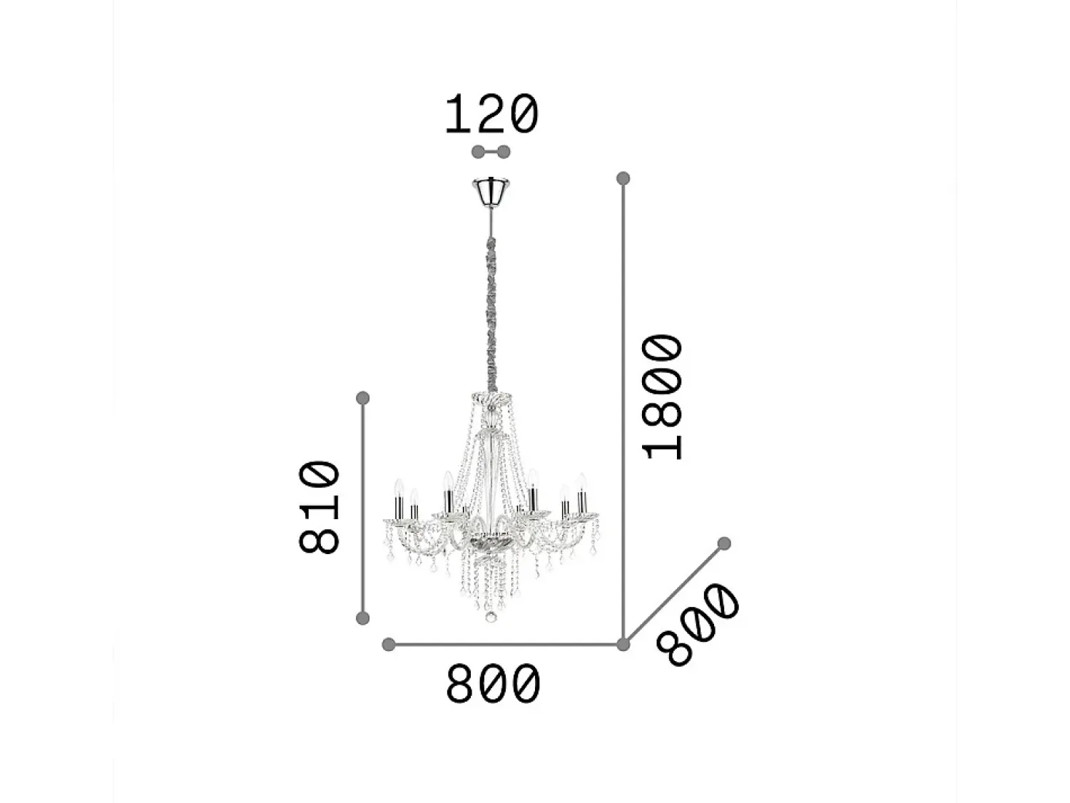 Outlet Ideal Lux Amadeus - Lámpara colgante de 8 luces , E14 Transparente