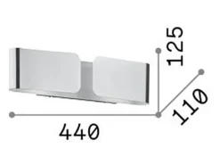 New Ideal Lux Clip - Aplique de pared grande para interiores con 2 luces, cromo, E27 Gris