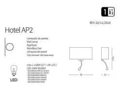 Sale Ideal Lux Hotel - 1 Lona ligera para aplique de pared interior, E27 Camel