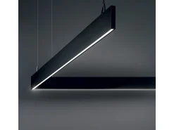 Sale Ideal Lux LINUS - Lámpara colgante de techo lineal de interior LED integrada 1 luz negra 3000K Negro