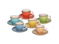 Juego de 6 tazas de café con platillos Louise Art Pepper