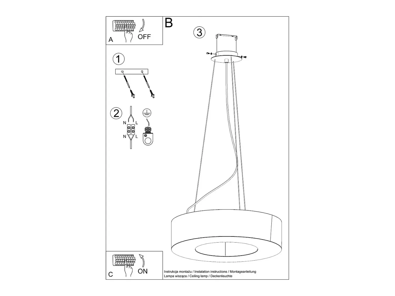 Best Sollux Lighting Lampada a Sospensione Cilindrica Nera 70cm E27 Lámpara colgante cilíndrica Negra 70cm E27 Negro