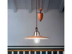 Ferroluce Lámpara Suspendida^Lampadario Classico Bologna Metallo E Ceramica Nero Sfumato Rame 1 Luce E27 Cobrizo
