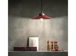 Clearance Ferroluce Lampadario Vintage Colors Ferro E Ceramica Bordeaux 1 Luce E27 30Cm Granate