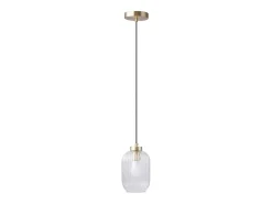 Lámpara colgante dorada y cristal transparente D.14 x Alt.120 cm - LOUXOR