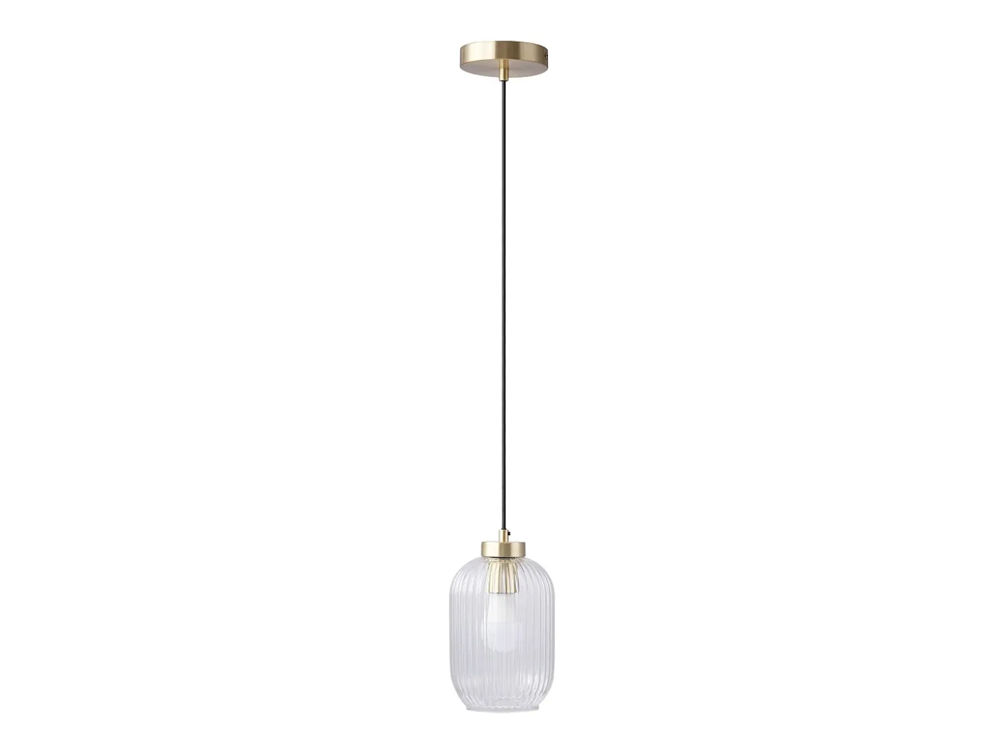Lámpara colgante dorada y cristal transparente D.14 x Alt.120 cm - LOUXOR