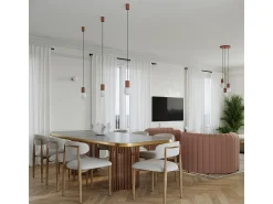 Best Sollux Lighting Lámpara Colgante Halo Moderno De Aluminio/Vidrio - 3 Fuentes Luminosas - L.25 X A.125 Cm - Moca Marru00f3n