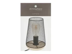 Lámpara de mesa de rejilla y madera