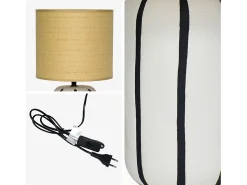 Outlet Sweeek Lámpara de mesa interior de cerámica, pantalla efecto ratán Blanco