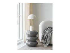 Les Tendances Lámpara de mesa SHEFFIELD – Lámpara de mesa de mármol y acero Beige