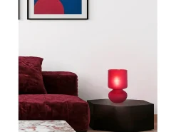 TOSEL Lámpara de noche ,vidrio,Gris ,A24xD 14xP14cm Rojo