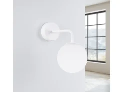 Best Sollux Lighting Lámpara de pared Bealy minimalista de acero/vidrio - 1 fuentes luminosas 3000K - L.10 x A.21 cm - Blanco
