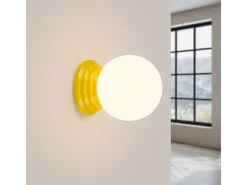 Best Sollux Lighting Lámpara de pared Zori minimalista de cerámica/vidrio vidriado - 1 fuentes luminosas - L.12 x A.12 cm - Amarillo