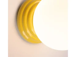 Best Sollux Lighting Lámpara de pared Zori minimalista de cerámica/vidrio vidriado - 1 fuentes luminosas - L.12 x A.12 cm - Amarillo