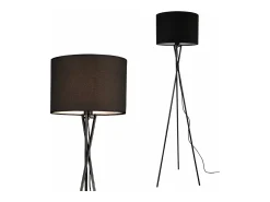 Best Helloshop26 Lámpara de pie moderna con trípode lámpara de pie de diseño casquillo E27 metal y tela 154 cm de alto color 03_0005255 Negro
