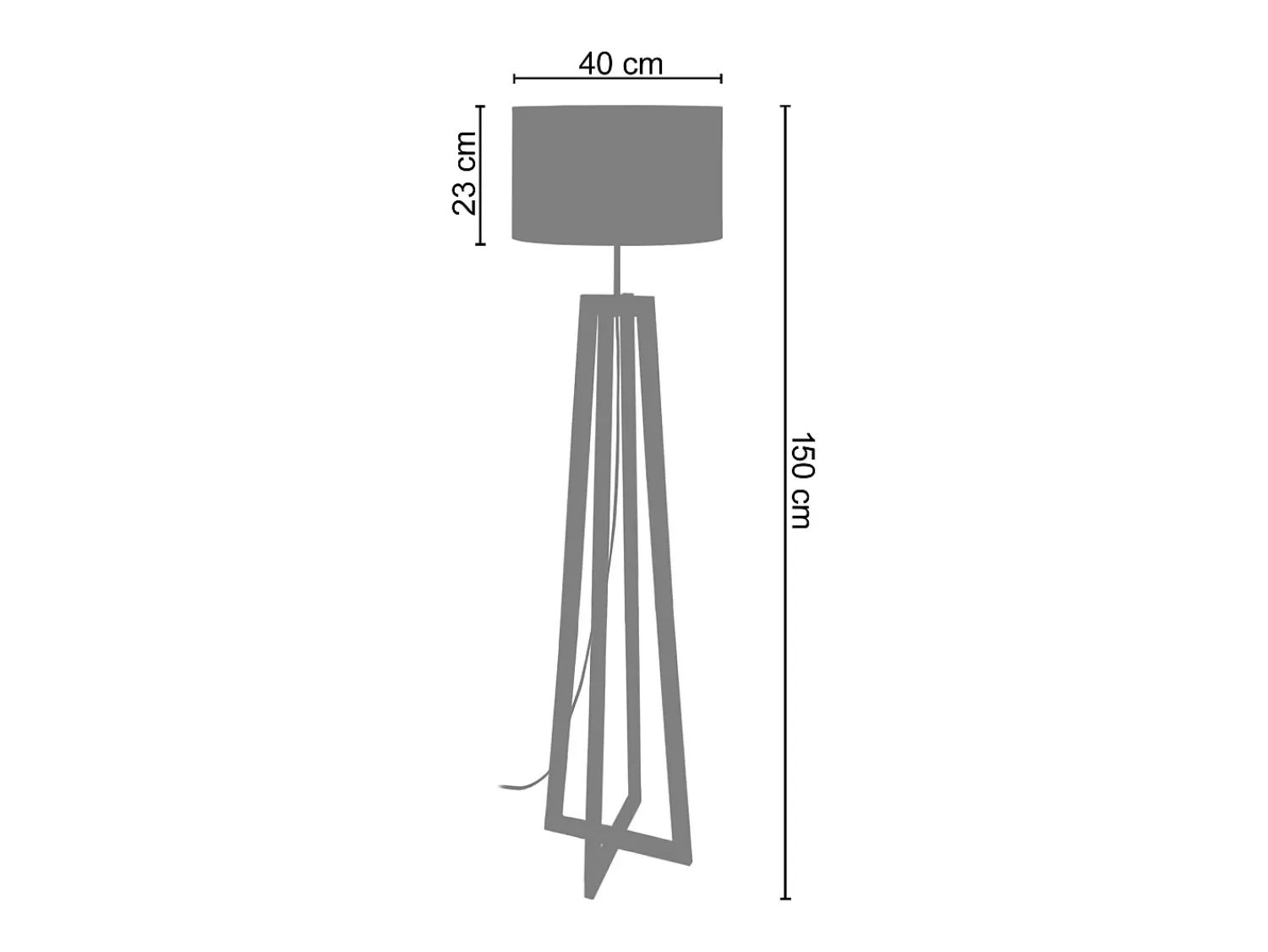 TOSEL Lámpara de Pie ,madera, ,A150xD40xP40cm Blanco