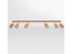Sollux Lighting Plafón^Lámparas de techo Zezu escandinavo de madera - 6 fuentes luminosas 3000K - L.120 x A.20 cm - roble Marru00f3n