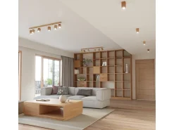 Sollux Lighting Plafón^Lámparas de techo Zezu escandinavo de madera - 6 fuentes luminosas 3000K - L.120 x A.20 cm - roble Marru00f3n