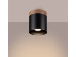 Sollux Lighting Plafón^Lámparas de techo Zyn escandinavo de madera/aluminio - 1 fuentes luminosas 4000K - L.12 x A.14 cm - /madera natural Negro