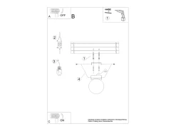Sollux Lighting Plafón^Lámparas de techo Zynfi moderno de acero/vidrio - 1 fuentes luminosas 3000K - L.12 x A.14,5 cm - Negro
