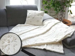 MCW Ropa De Cama^Manta + cojín decorativo nieve (2 piezas) Blanco