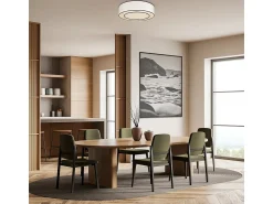 Discount Maytoni Bergamo Lámpara de techo cilíndrica moderna de 3 luces blanca, pantalla blanca y negra, E27 Blanco