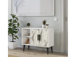Vajilla^Mueble zapatero moderno para recibidor y salón 90x35x70cm Arizona - Efecto mármol Blanco