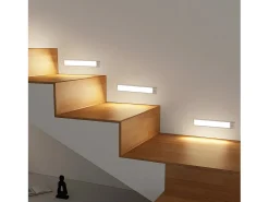 Clearance NETTLIFE - Luz LED para debajo del gabinete con sensor de movimiento, recargable por USB, 1500 mAh, para pasillo y armario Plateado