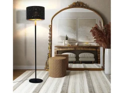 Best NETTLIFE Lámpara de pie moderna para sala de estar - de tela con casquillo E27 Máx. Diseño Estrella Dorada Negra 40W Pantalla 144cm Negro