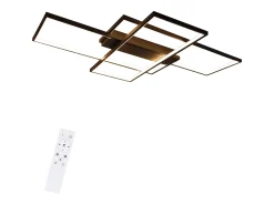 Best NETTLIFE Lámpara techo ajustable 100x70x8cm, 3 LED negras cuadradas, Control remoto, Iluminación acrílica 88W Negro