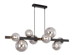 Clearance NETTLIFE Mesa de comedor suspendida, lámpara de techo para salón, suspensión G9, suspensión de 8 bombillas transparentes. Gris antracita