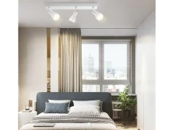 Best NETTLIFE Plafófono moderno: 3 focos del techo orientables de metal, plafófono GU10, para habitación, comedor, sin bombilla. Blanco