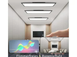 Sale NETTLIFE Plafonero LED 120 x 30 - Panel de techo de intensidad variable, lámpara de luz diurna larga, escritorio plano con mando a distancia, 40 W Negro