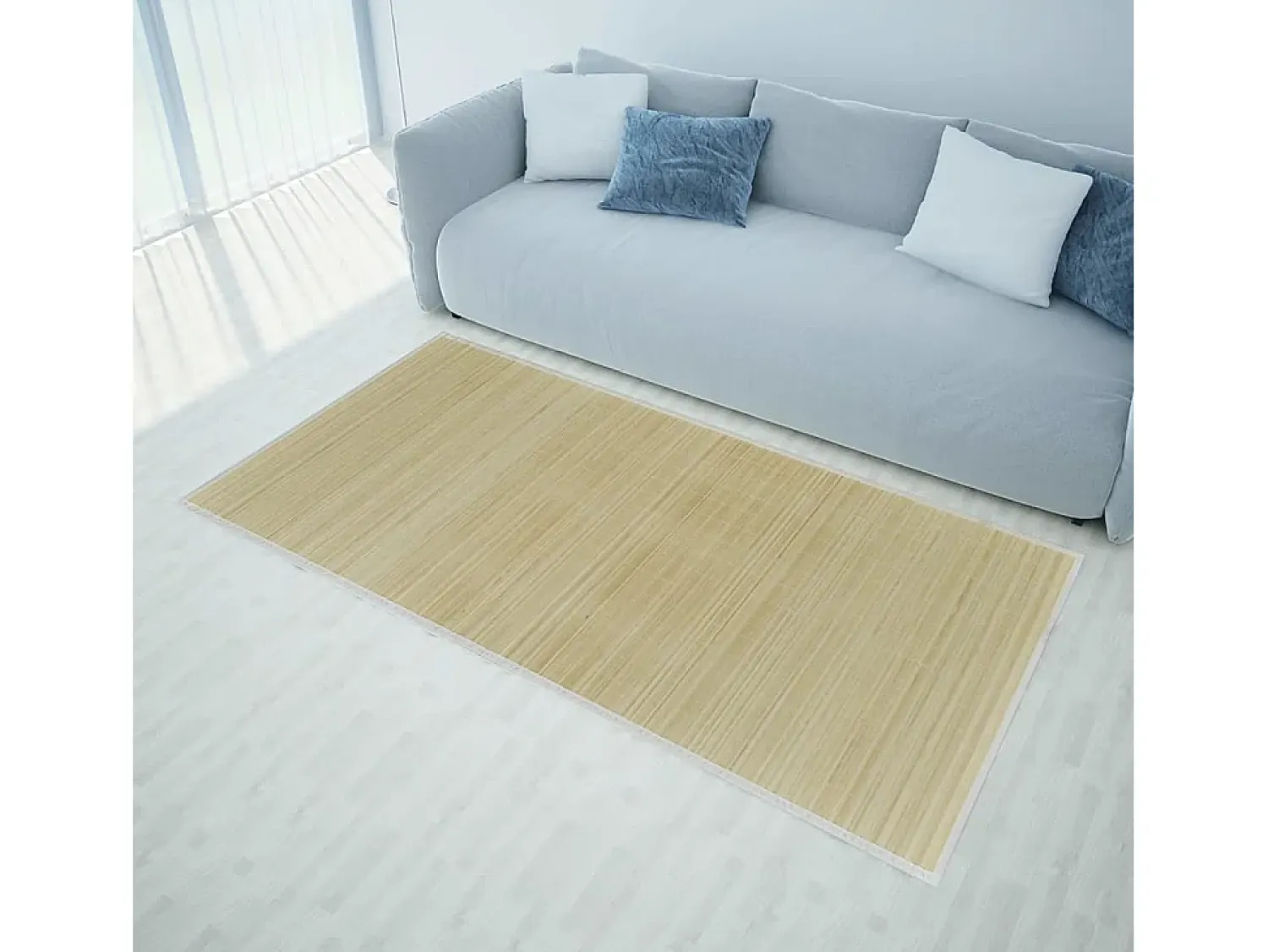 Discount Garden Furniture Noisiel Alfombra rectangular de bambú natural 80 x 300 cm Beige