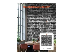 Papel Pintado^Papel Pintado Adhesivo de Pared SucceBuy, 45 cm x 10 m, Rollo de Papel Pintado Autoadhesivo en Vinilo, Motivo Ladrillo , para Revestimiento de Pared Gris