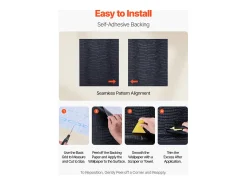 Outlet Papel Pintado Adhesivo de Pared SucceBuy, 40 cm x 10 m, Rollo Papel Pintado Autoadhesivo Vinilo, Motivo Textura Agrietada Negra, para Revestimiento de Pared Negro