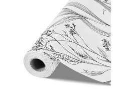 Papel Pintado^Papel Pintado Adhesivo de Pared SucceBuy, 45 cm x 10 m, Rollo Papel Pintado Autoadhesivo Vinilo, Motif Floral Botánico , Impermeable Blanco