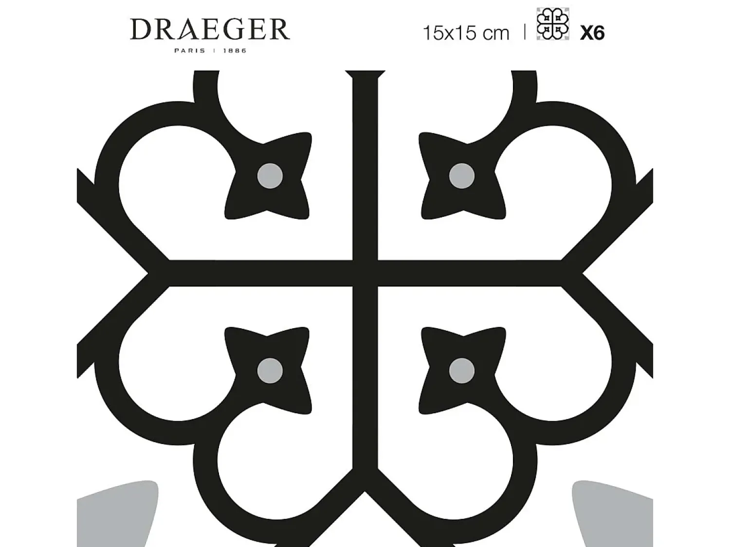 Online Draeger Pegatinas de azulejos 15 X 15 cm - Motivos floral en blanco y Negro