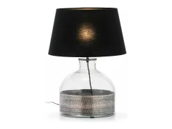 Pie de lámpara biou de cristal y metal plateado