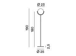 Platón - Lámpara de pie LED regulable de 30 W, 3000 K, 2968 lm, 190 cm de alto, interruptor de pedal de encendido/apagado - Perenz - Gris titanio Amarillo
