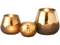 Portavelas nevada cristal oro Alt. 19 cm