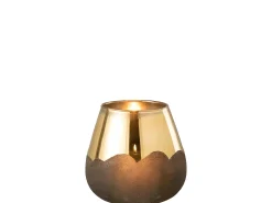 Portavelas nevada cristal oro Alt. 19 cm