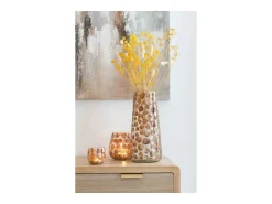 Ramo de gypsophila seca en madera ocre 17.5x17.5x81.5 cm
